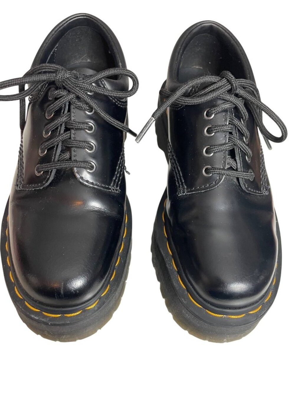 Dr. Martens Womens Quad Retro Black Leather Chunky Shoe
